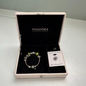 Pandora Bracelet with Charms and Jewelry Box